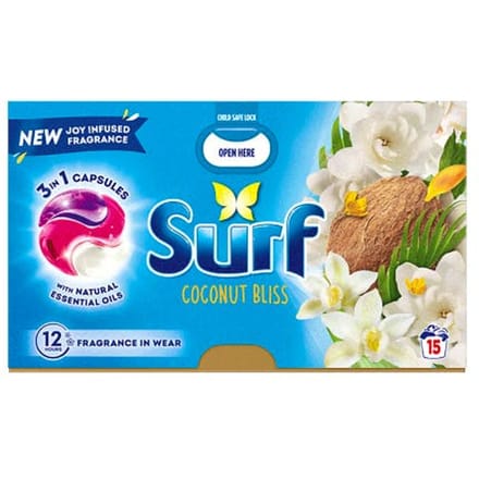 Surf 3-in-1 Coconut Bliss Wasmiddelcapsules – 15 Stuks