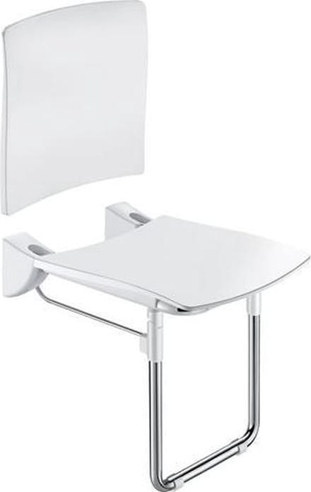 Opklapb. douchezitje extra comfort + rugsteun + voet RVS