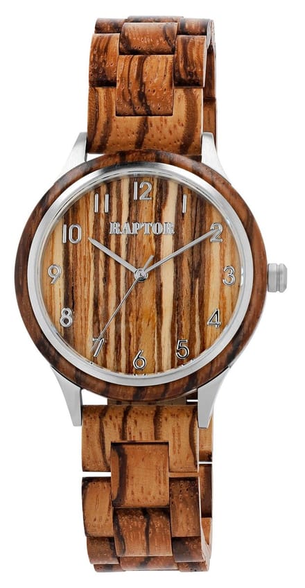 Raptor herenhorloge zebrahout Cedric, mineraalglas