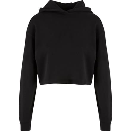 Urban Classics - Oversized Light Terry Crop Hoodie - L - Zwart