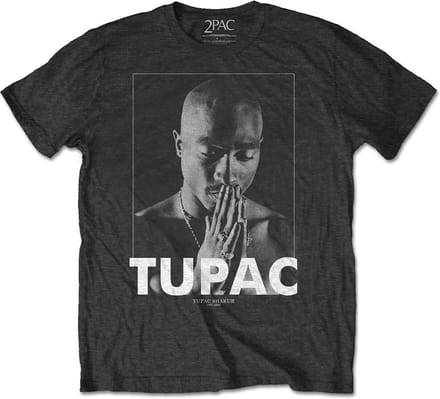 Tupac - Praying Heren T-shirt - M - Grijs