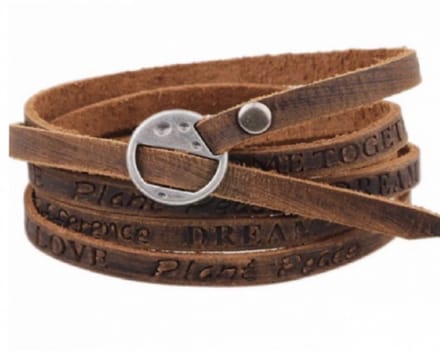 Wikkelarmband -bruin -heren -20 -25 cm- leer- Charme Bijoux