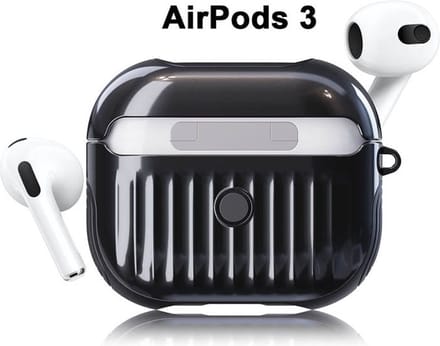 Koffer case - Apple Airpods 3 - zwart siliconen - met musketon
