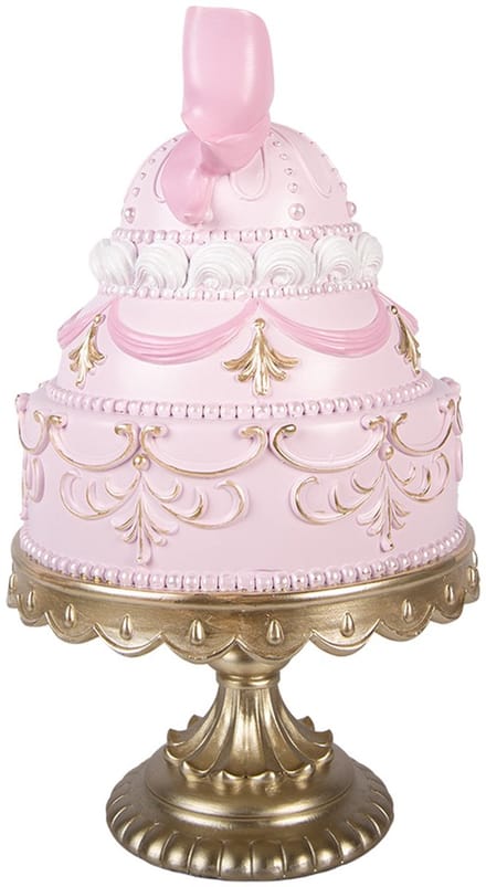 Clayre & Eef Kerstdecoratie Beeld Taart Ø 19x33 cm Roze Kunststof
