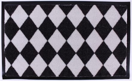 Deurmat zwart wit 75 x 45 cm. 100 % nylon . Met PVC-rug LaFinesse DK