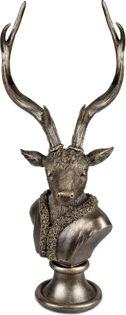 Boltze - Hert - Goud - op voetstuk - Polyserin - 52x25x20cm - Decoratie