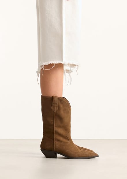 Sacha - Dames - Cognac suède cowboylaarzen - Maat 36