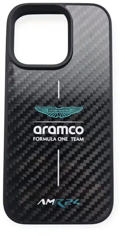 Aston Martin - Backcover - iPhone 16 Pro Max - Carbon ARM24 Logo - Zwart