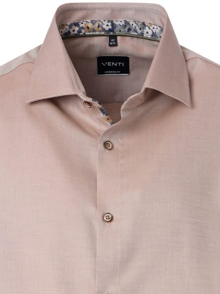 Beige Venti Overhemd Kent Kraag Met Motief Modern Fit - L