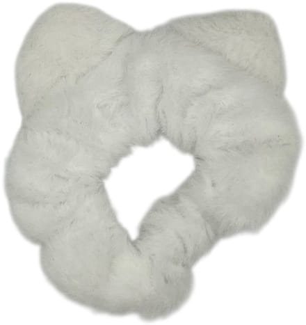 Scrunchie - elastiek - zachte furry stof - met oortjes - wit