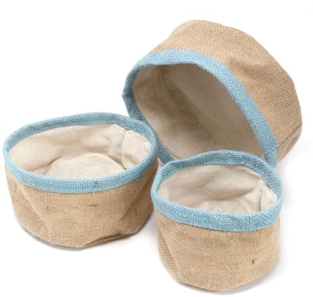 Set of 3 Natural Jute Baskets - Teal