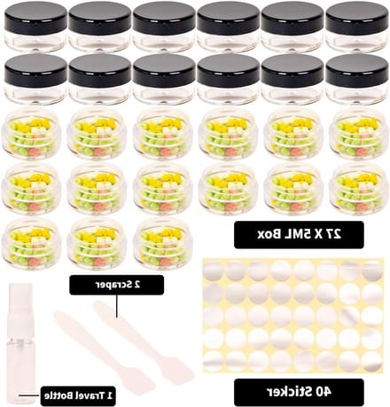 27 Stuks Lege Plastic Cosmetische Potjes, 5ml Monsters, Ideaal voor Crème, Make-up en Reizen