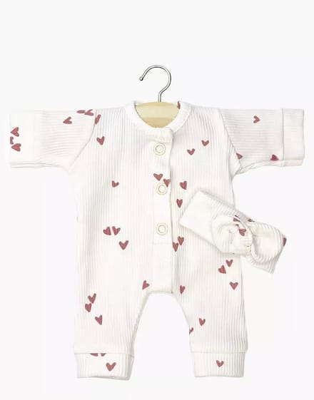 Minikane Poppenkleding Boxpakje Lili Wit Hartjes 28 cm