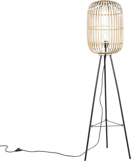 QAZQA Manila Vloerlamp - 1 lichts - H 1390 mm - Beige