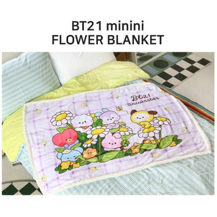 Line Friends BT21 fleecedeken (2 opties) FLOWER BLANKET beige