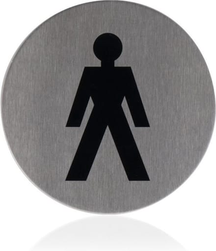 Pictogram 'Herentoilet' RVS rond