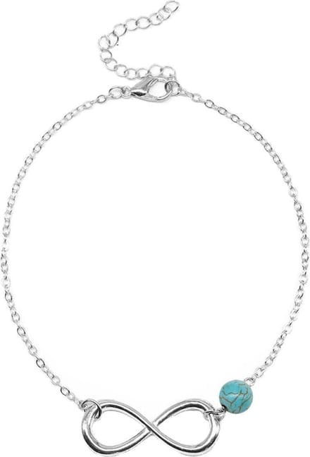 Fako Bijoux® - Enkelbandje - Enkelsieraad - Infinity Turquoise - 6mm
