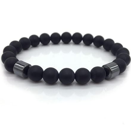 Zwarte kralenarmband van onyx en hematiet