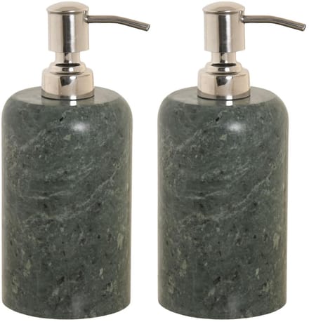 Atmosphera Zeeppompje/dispenser - 2x - groen - marmer look - 8 x 18 cm - stijlvol / sjiek