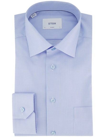 Overhemd Eton lichtblauw Classic Fit met borstzak