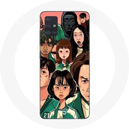 Coque - Samsung - Galaxy A51 - Rigide - Blanc - Squid Game Affiche personnages Fanart