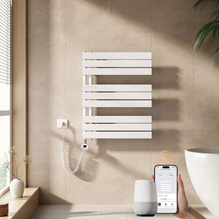 EMKE Elektrische Handdoekradiator - Slimme Bediening - APP Week Timer - 76x60cm - 400W - Glans Wit