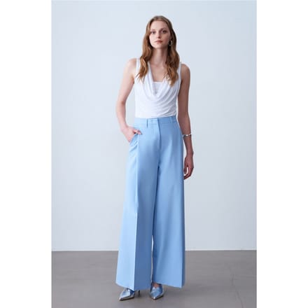 Hoge Taille Brede Pijpen Crepe Broek