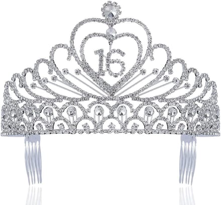 Haarkam met strass voor 16e verjaardag tiara kroon feestaccessoire