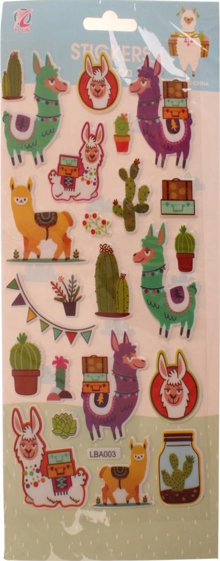 Lg-imports Stickervel Multicolor Alpaca's 28 X 12 Cm 26 Stuks