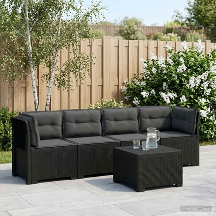 vidaXL - 4-Zits - Tuin - Sofa - met - Kussens - Rieten - Look - PP - Antraciet