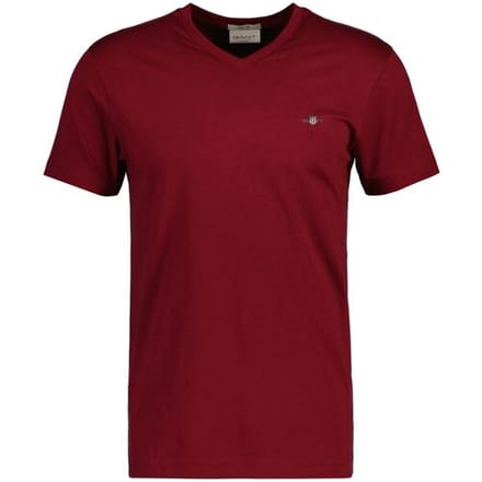 Gant T-Shirt Fine Shield Embroidery Uni V-Neck Plumped Red / male