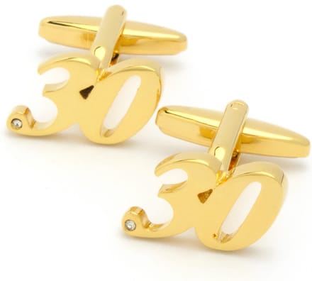 Manchetknopen - Cijfer Nummer Dertig 30 Goudkleurig