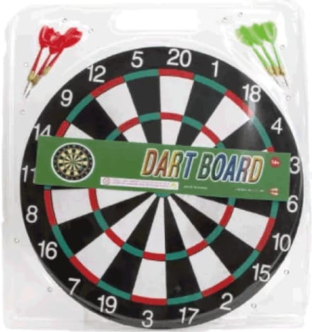 Kidsfun dartbord 41 cm met 6 dartpijlen - speelgoed dartspel.