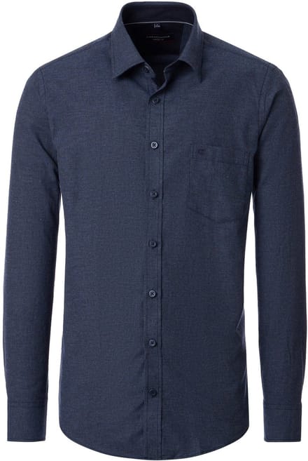 CASA MODA Sport casual fit overhemd - structuur - donkerblauw