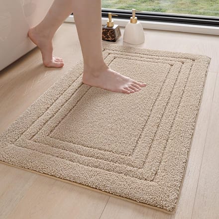 Zachte en Absorberende Badmat 40x60cm, Antislip Microvezel, Wasbare Badmat voor Badkuip en Douche, Beige
