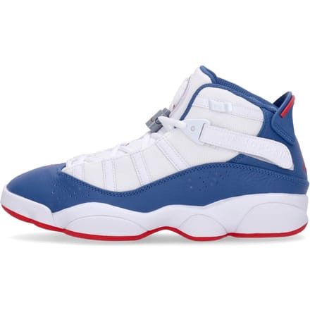 Jordan 6 Rings hoge herenschoen wit/true blue/universiteitsrood