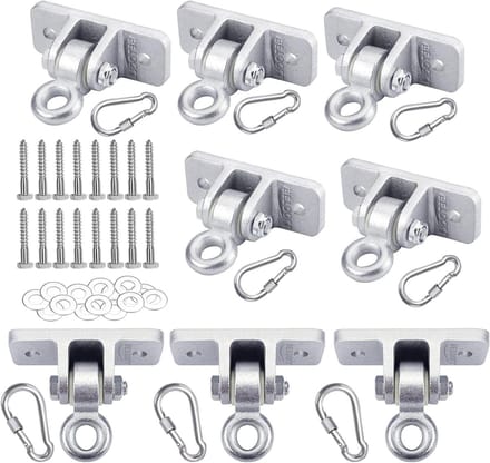 Schommel Hangers - Zware Hangers - Buiten Spelen - Stille Plastic Ringen - 10000 LBS Capaciteit - Zilver