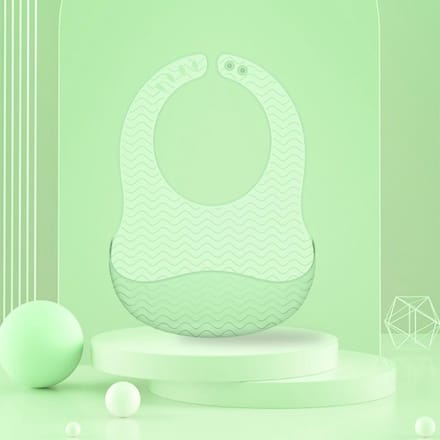 1 bavoir en silicone pour bébé, ultra léger, large épaule, étanche, réglable, design ondulé, accessoire pour bébé vert