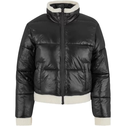 Urban Classics - Recycled Shiny Sherpa Gewatteerd jack - L - Zwart/Beige