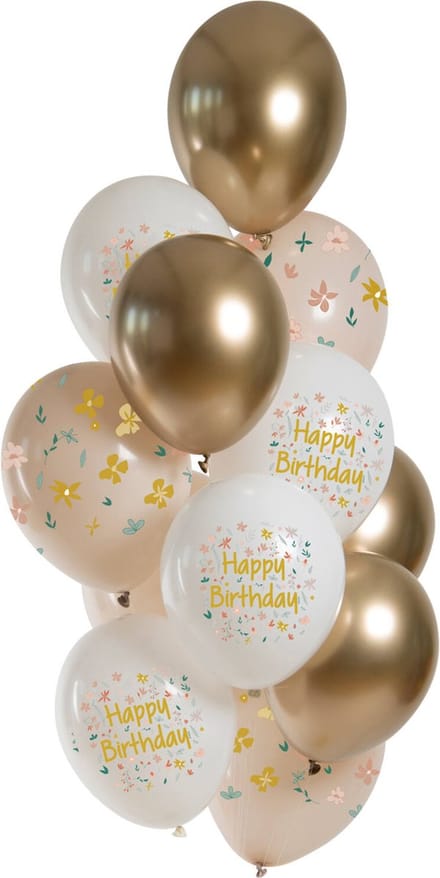 Ballonnen Birthday Blossom 33cm - 12 stuks