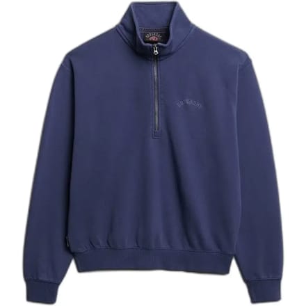Superdry Essential Logo Garment Dye Halve Rits Sweater Blauw Grootte: 40