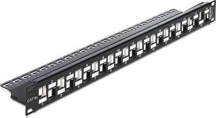 19'' Patch Panel 1U met gespreide poorten voor 24 Keystone modules / zwart