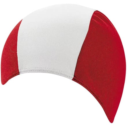 BECO Badmuts - tweekleurig - volwassenen - polyester - zwemmuts - zwemkap rood/wit