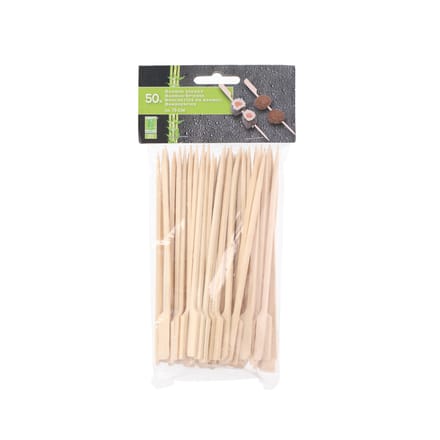 Hapjes/sate prikkers/spiesjes - bamboe hout - 50x stuks - 15 cm - amuse/bbq/feestje - grote cocktailprikkers