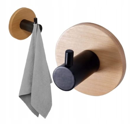 Bisk Umbra Serie - Bamboe Zelfklevende Haak - Enkel - Modern Design - 5cm Hoogte