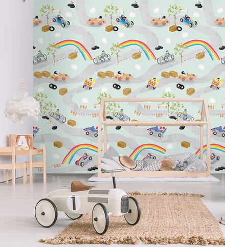 INGK Behang - Kids - Abby & Bryan - Soap box derby colors