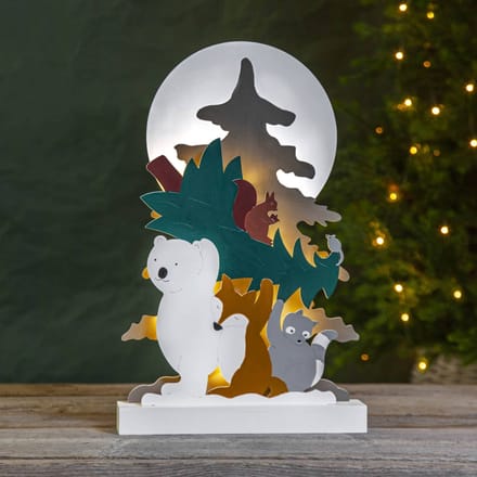 Star Trading Forest Friends winter scène - LED Kerstdecoratie - 28 x 6 x 45 cm
