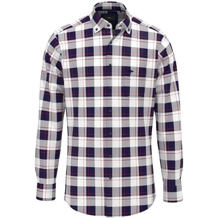 Fynch-Hatton Overhemd Large Check Pattern Button-Down Navy-Rood / male