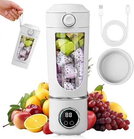 Draagbare Smoothie Maker - Mini Blender - Gezonde Drankjes Maken - 12 Roestvrijstalen Messen - 700 ml Capaciteit - Wit