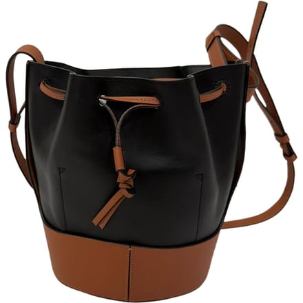 Loewe Small Balloon Bucket Bag in zwart en bruin leer